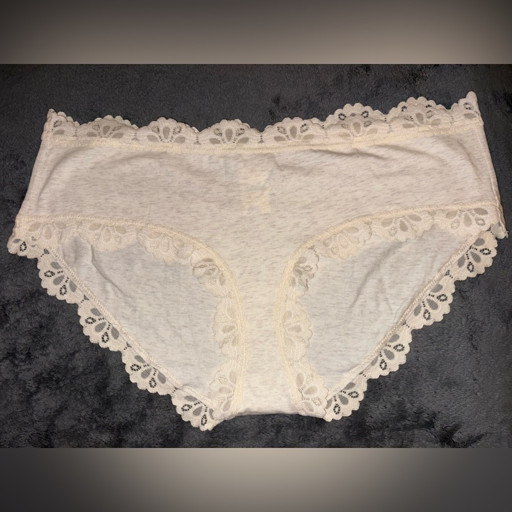 Aerie Cream Lace Trim Boy Brief Panties